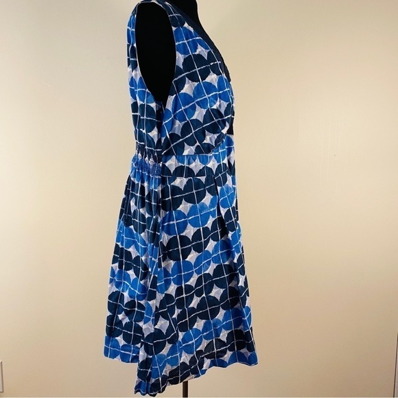 TOMMY Hilfiger dress sleeveless polka dot blue faux wrap V neck elastic waist - Picture 4 of 16